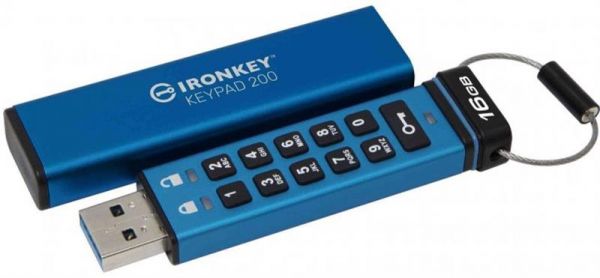 - USB3.2 16GB Kingston IronKey Keypad 200 Type-A Blue (IKKP200/16GB) -  2