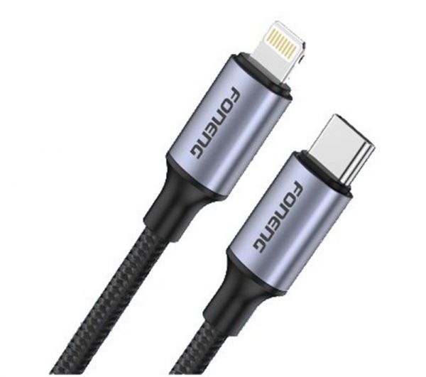  Foneng X95 Metal Head Braided Cable USB-C - Lightning PD20W 1.2 Black (X95-CA-TCIP) -  1