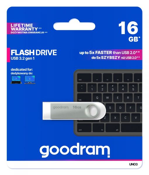 - USB3.2 16GB Goodram UNO3 (UNO3-0160S0R11) -  3