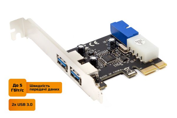   Frime PCI-E to USB3.0 (2 ) +19pin VIA VL805 (ECF-PCIEtoUSB005.LP) -  2