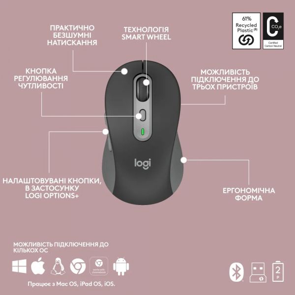 �������� (����������, ����) ������������ Logitech Signature Slim Combo MK950 for Business Graphite (920-012508) - �������� 10