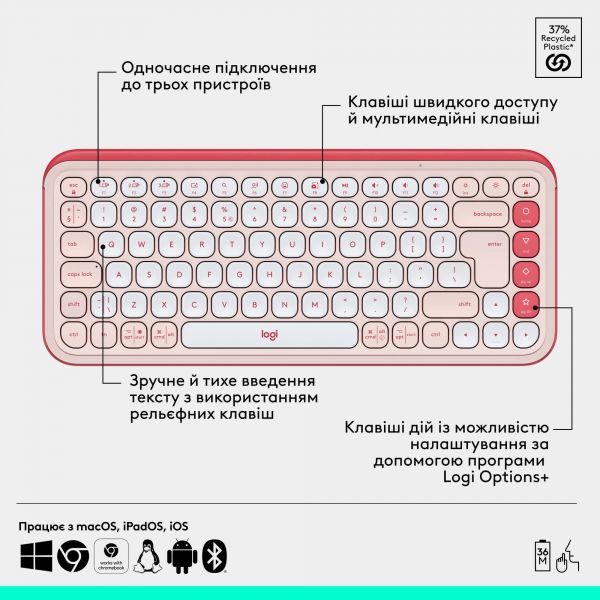 �������� (���������, ����) ����������� Logitech Pop Icon Combo Rose (920-013142) - �������� 7