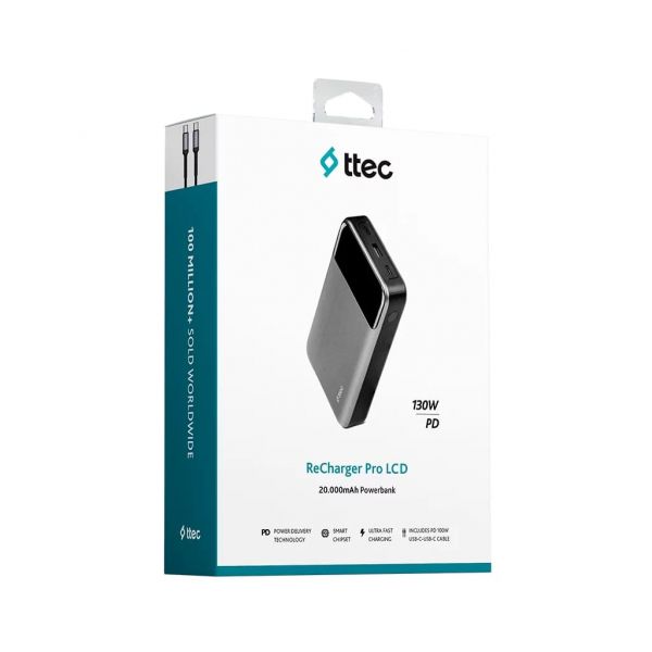 ��� Ttec 20000mAh ReCharger Pro LCD PD 130W Space Gray (2BB218UG) - �������� 6