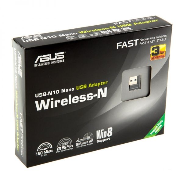 WiFi- ASUS USB-N10nano 802.11n, 2.4 , N150, USB 2.0 nano -  1