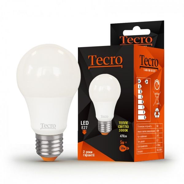  LED Tecro T-A60-5W-3K-E27 5W 3000K E27 -  1