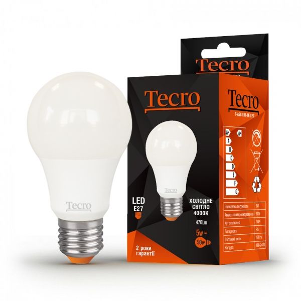  LED Tecro T-A60-5W-4K-E27 5W 4000K E27 -  1