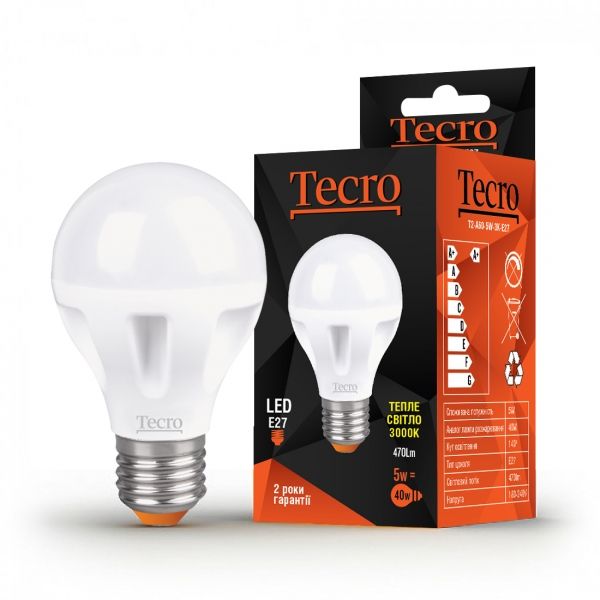  Tecro LED, E27, 5W ( 40W), 3000K (' ), 470, . 140, (T2-A60-5W-3K-E27) -  1