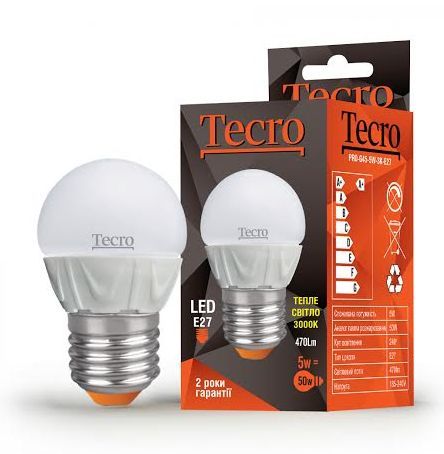 ����� LED Tecro PRO-G45-5W-3K-E27 5W 3000K E27 - �������� 1