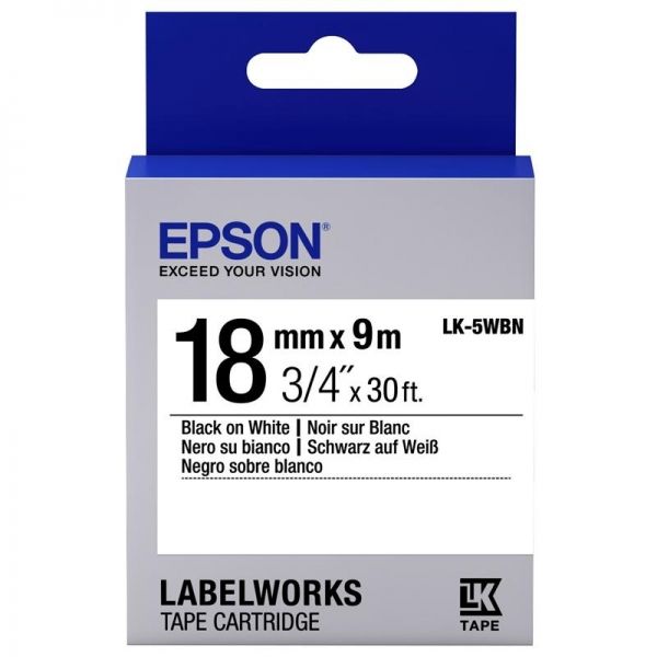 Epson    LK5WBN  LW-400/400VP/700 Std Blk/Wht 18mm/9m C53S655006 -  1