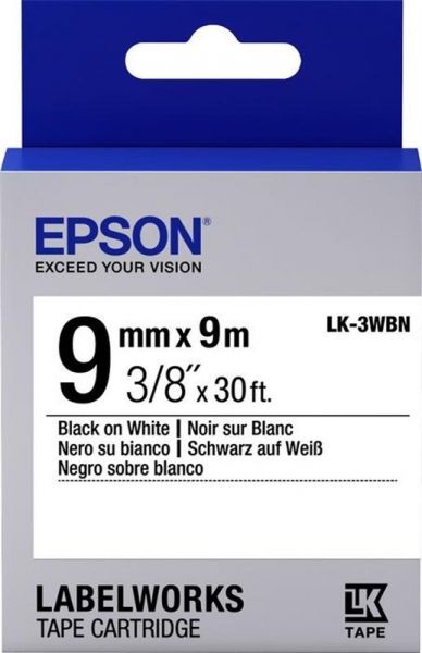 Epson LK3WBN  LW-300/400/400VP/700 Std Blk/Wht 9mm/9m C53S653003 -  1