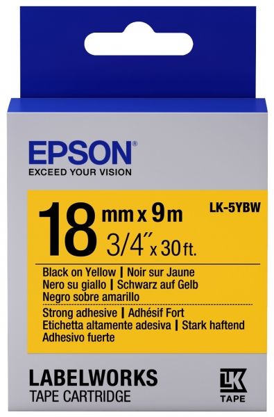 ������ Epson LK5YBW Strong Adhesive Black/Yellow 18mm/9m (C53S655010) - �������� 1