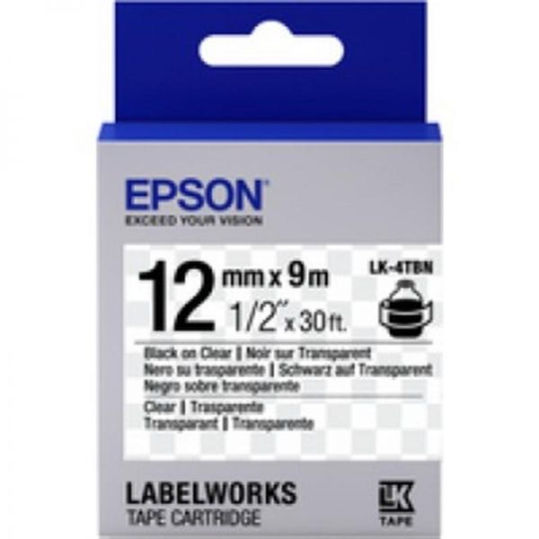  Epson LK4TBN Clear Black/Clear 12mm/9m (C53S654012) -  1