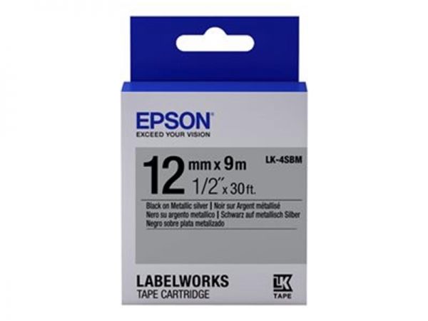  Epson LK4SBM Metallic Black/Silver 12mm/9m (C53S654019) -  1