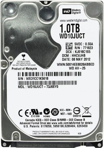 ����������� HDD 2.5" SATA 1.0TB WD AV-25 16MB 5400rpm (WD10JUCT) Ref - �������� 1