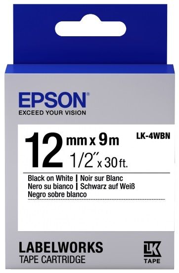  Epson LK4WBN Standard Black/White 12mm/9m (C53S654021) -  1