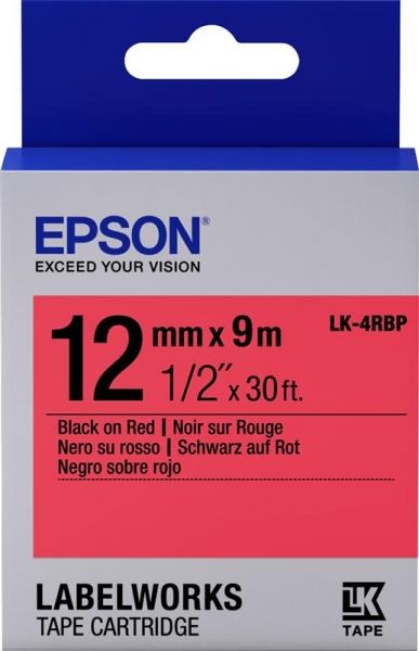  Epson LK4RBP Pastel Black/Red 12mm/9m (C53S654007) -  1