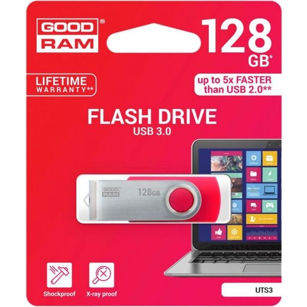 USB3.0 128GB GOODRAM UTS3 (Twister) Red (UTS3-1280R0R11) -  3