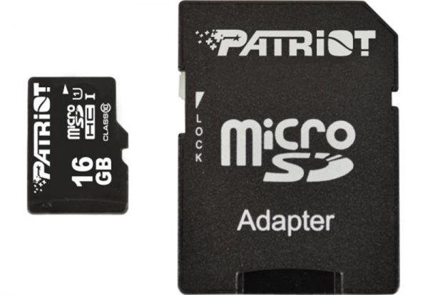   MicroSDHC 16GB UHS-I Class 10 Patriot LX + SD-adapter (PSF16GMCSDHC10) -  1