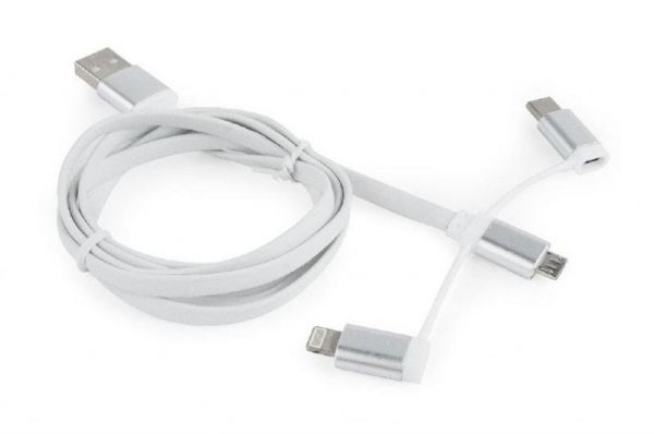 ������ Cablexpert (CC-USB2-AMLM32-1M-W), USB 2.0 - Lightning/Micro/Type-C USB, 1 �, ����� - �������� 2