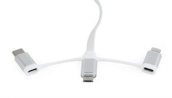 ������ Cablexpert (CC-USB2-AMLM32-1M-W), USB 2.0 - Lightning/Micro/Type-C USB, 1 �, ����� - �������� 4