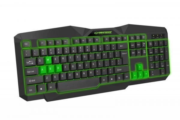 ��������� Esperanza Wired EGK201GUA ILLUMINATED Black/Green, USB - �������� 1
