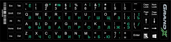    Grand-X 68 keys Cyrillic green, Latin white (GXDPGW) -  1