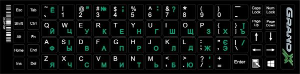�������� �� ��������� Grand-X 68 keys Cyrillic green, Latin white (GXDPGW) - �������� 1