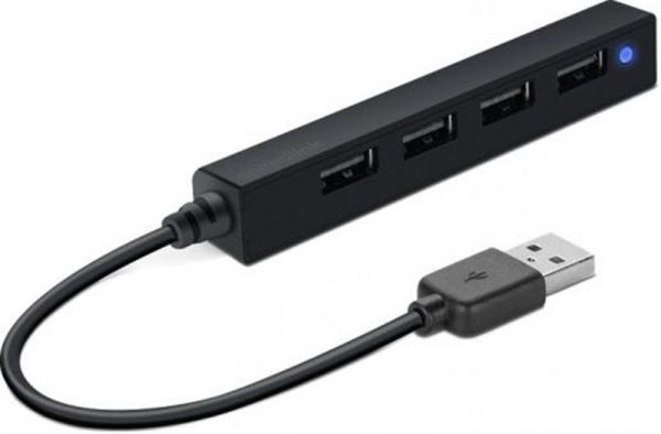   Speedlink SNAPPY SLIM USB Hub, 4-Port, USB 2.0, Passive, Black (SL-140000-BK) -  1