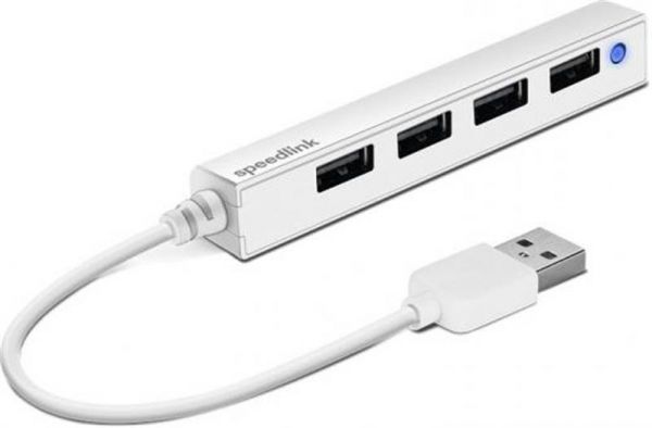   Speedlink SNAPPY SLIM USB Hub, 4-Port, USB 2.0, Passive, White (SL-140000-WE) -  1