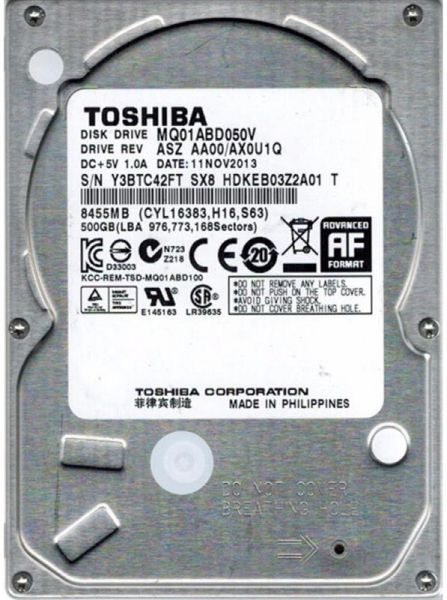 2,5" 500Gb TOSHIBA MQ01ABD050V (2.5", 500GB, 8MB, SATA II-300), 7mm -  1