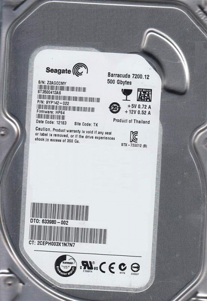 ����������� HDD SATA 500GB Seagate Barracuda 7200.12 7200rpm 16MB (ST3500413AS) Refurbished - �������� 1