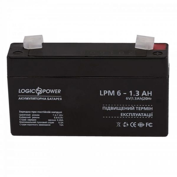     LogicPower LPM 6V 1.3AH (LPM 6 - 1.3 AH) AGM -  1
