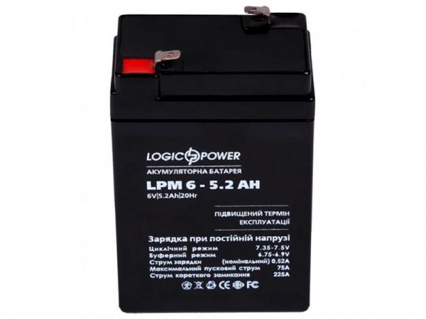      LogicPower LPM 6V 5.2AH (LPM 6 - 5.2 AH) AGM -  1