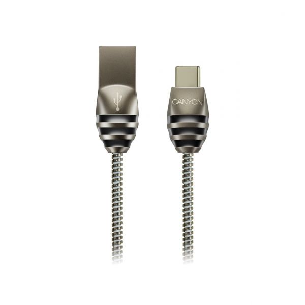  USB Type-C Canyon Stylish Metal Sync & Charge USB Type-C Dark Gray 1m (CNS-USBC5DG) -  1