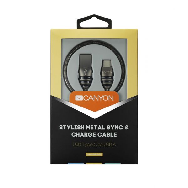  USB Type-C Canyon Stylish Metal Sync & Charge USB Type-C Dark Gray 1m (CNS-USBC5DG) -  2
