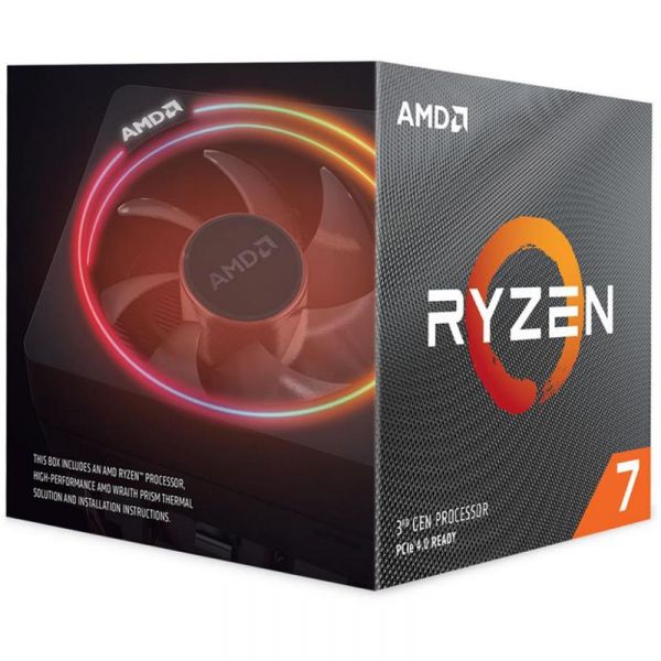  AMD (AM4) Ryzen 7 3800X, Box, 8x3.9 GHz (Turbo Boost 4.5 GHz), L3 32Mb, Matisse, 7 nm, TDP 105W,  ,  Wraith Prism with RGB LED (100-100000025BOX) -  2