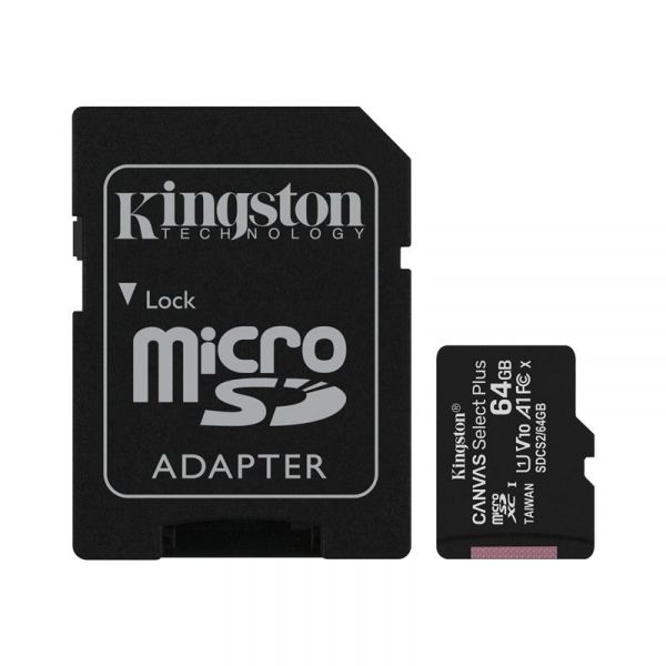 ����� ������ microSDHC, 64Gb, Class10 UHS-1 �1, Kingston Canvas Select Plus R-100MB/s, SD ������� (SDCS2/64GB) - �������� 1