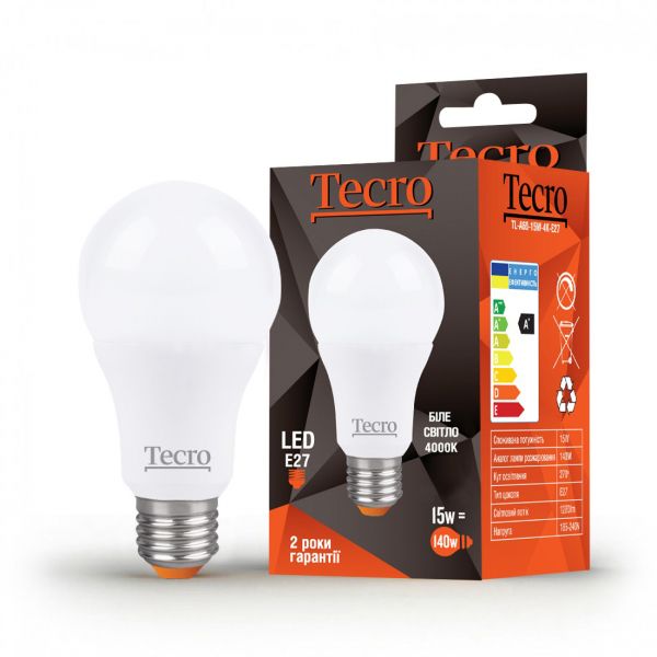  LED Tecro TL-A60-15W-4K-E27 15W 4000K E27 -  1
