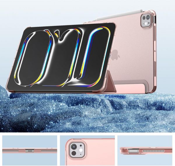 �e���-������ BeCover Tri Fold Hard ��� Apple iPad Pro 11" M4 2024 Pink (711728) - �������� 2