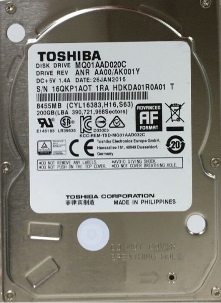     2.5" 200GB Toshiba (MQ01AAD020C) -  1