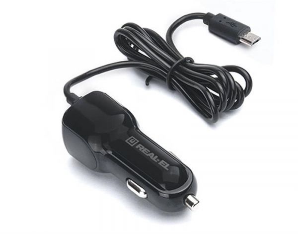    REAL-EL CA-15 (2USB, 2.1A) Black +  microUSB -  6