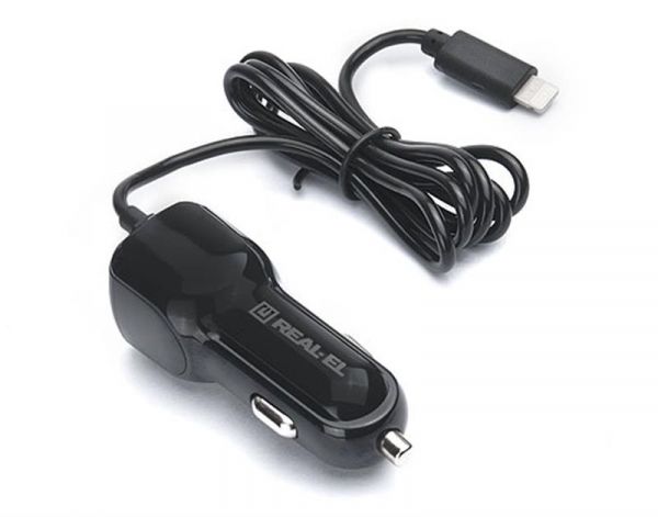 ������������ �������� ������� REAL-EL CA-17 (2USB, 2.1A) Black + ������ Lightning - �������� 5