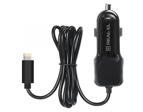 ������������ �������� ������� REAL-EL CA-17 (2USB, 2.1A) Black + ������ Lightning - �������� 6