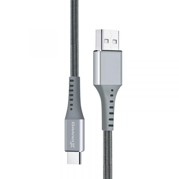  Grand-X USB-USB Type-C, 3A, 1.2 Grey (FC-12G) -  1
