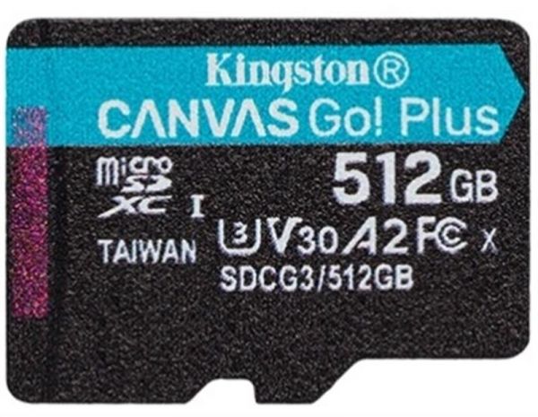   MicroSDXC  512GB UHS-I/U3 Class 10 Kingston Canvas Go! Plus R170/W90MB/s (SDCG3/512GBSP) -  1