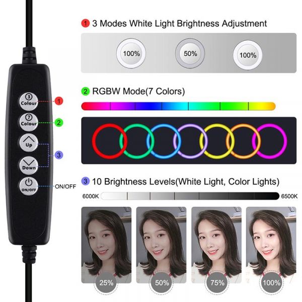 ʳ������ USB RGBW LED ����� Puluz PKT3047B 6.2"+ �������� �������� - �������� 2