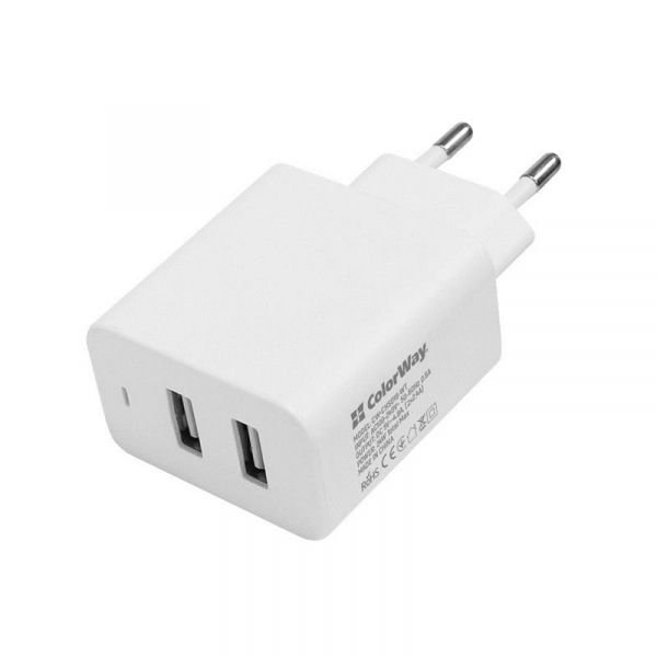    ColorWay, White, 2xUSB, 4.8A, Quick Charge (CW-CHS016-WT) -  1