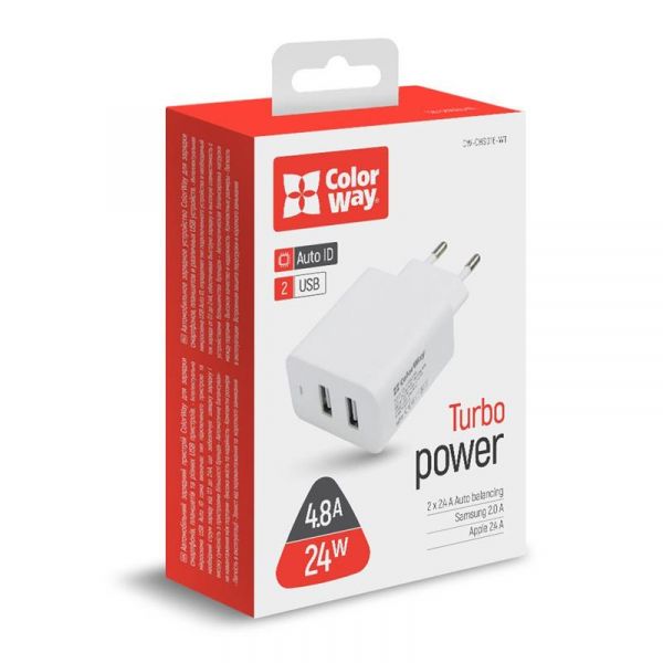    ColorWay, White, 2xUSB, 4.8A, Quick Charge (CW-CHS016-WT) -  6