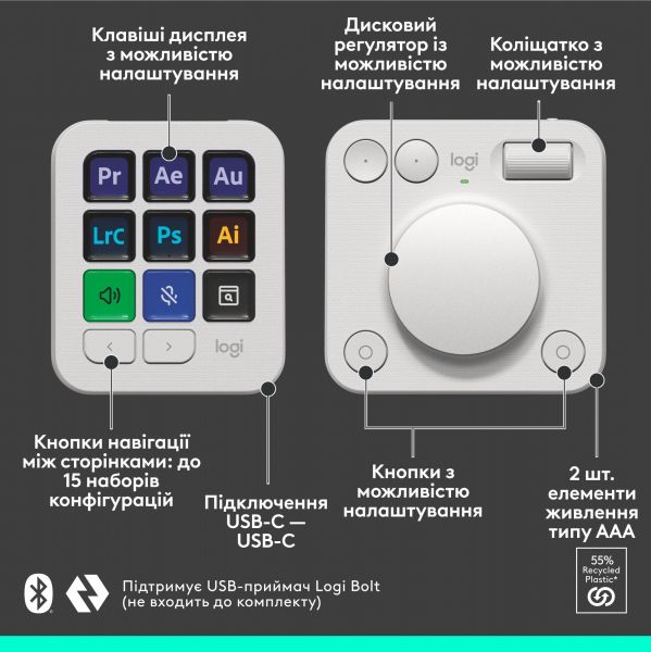 ������� Logitech MX Creative Console Pale Grey (920-012932) - �������� 7