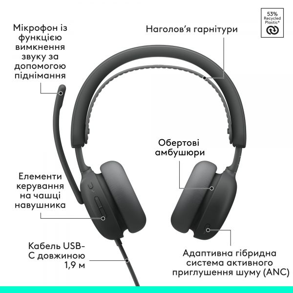 ��������� Logitech Zone Wired 2 USB Graphite (981-001619) - �������� 6